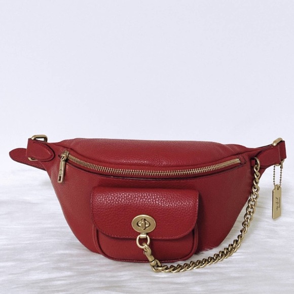 Coach Handbags - New Coach X Jennifer Lopez Chain Belt Bag/Refined Pebble Leather/Red
